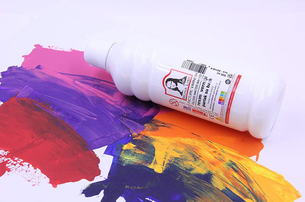 SÜDOR Monalisa Acryl Hoogglans Vernis Vernis | 500 ml fles | Kleurloze blanke lak | Vergeelt niet | Weerbestendig | Oppervlakteafwerking op waterbasis | Perfect voor hobbys, vrije tijd en kunstnijverheid